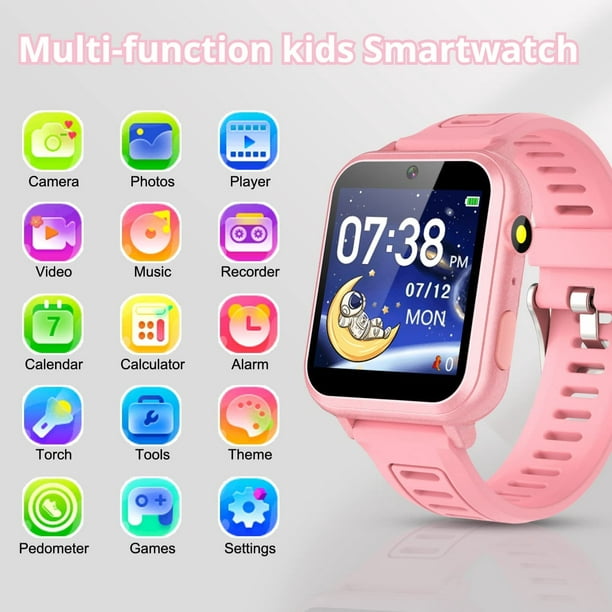 Reloj inteligente para niños, reloj inteligente para niños, juguetes con 24  juegos, cámara, grabadora de video, reproductor de música, calculadora