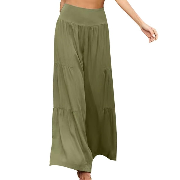 Pantalones de cintura alta para mujer,Pantalones de pierna ancha para mujer  Pantalones de verano par VoborMX