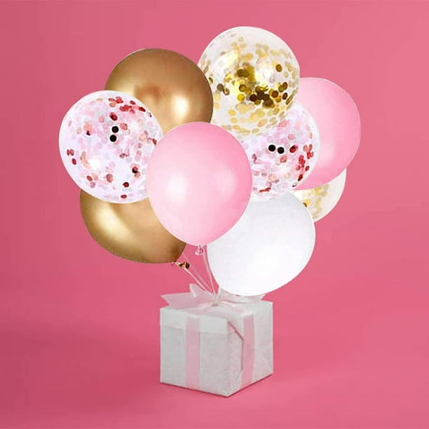 Globos de látex rosa dorado y blanco, 60 globos de fiesta de confeti rosa y  dorado para cumpleaños, compromiso, boda, aniversario, decoración de
