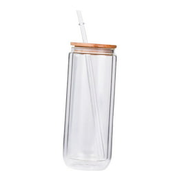 Vasos para beber con tapas de bambú y de vidrio, juego de 4 piezas, vasos  de vidrio de , vasos de ce Sunnimix Beber taza de café