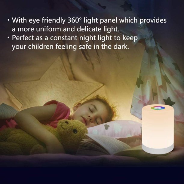 Luz nocturna para niños, luz nocturna de bebé con control táctil regulable,  luz nocturna para niños para dormitorio con cambio de color RGB y lámpara