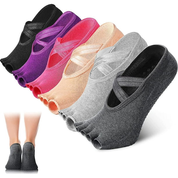 Calcetines antideslizantes para mujer, 6 pares de calcetines  antideslizantes para mujer, calcetines de agarre para mujer