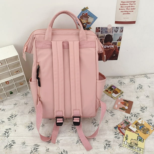 Bolsa Mochila de viaje de color de contraste de moda para mujer Mochila  grande para la escuela (rosa) JShteea Para Estrenar