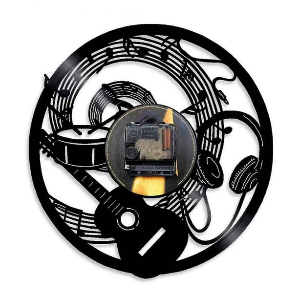 Reloj de pared Relojes de cocina Notas musicales Piano Teclado Disco de  vinilo Reloj de pared Diseño moderno Reloj de clave de agudos Reloj de  música