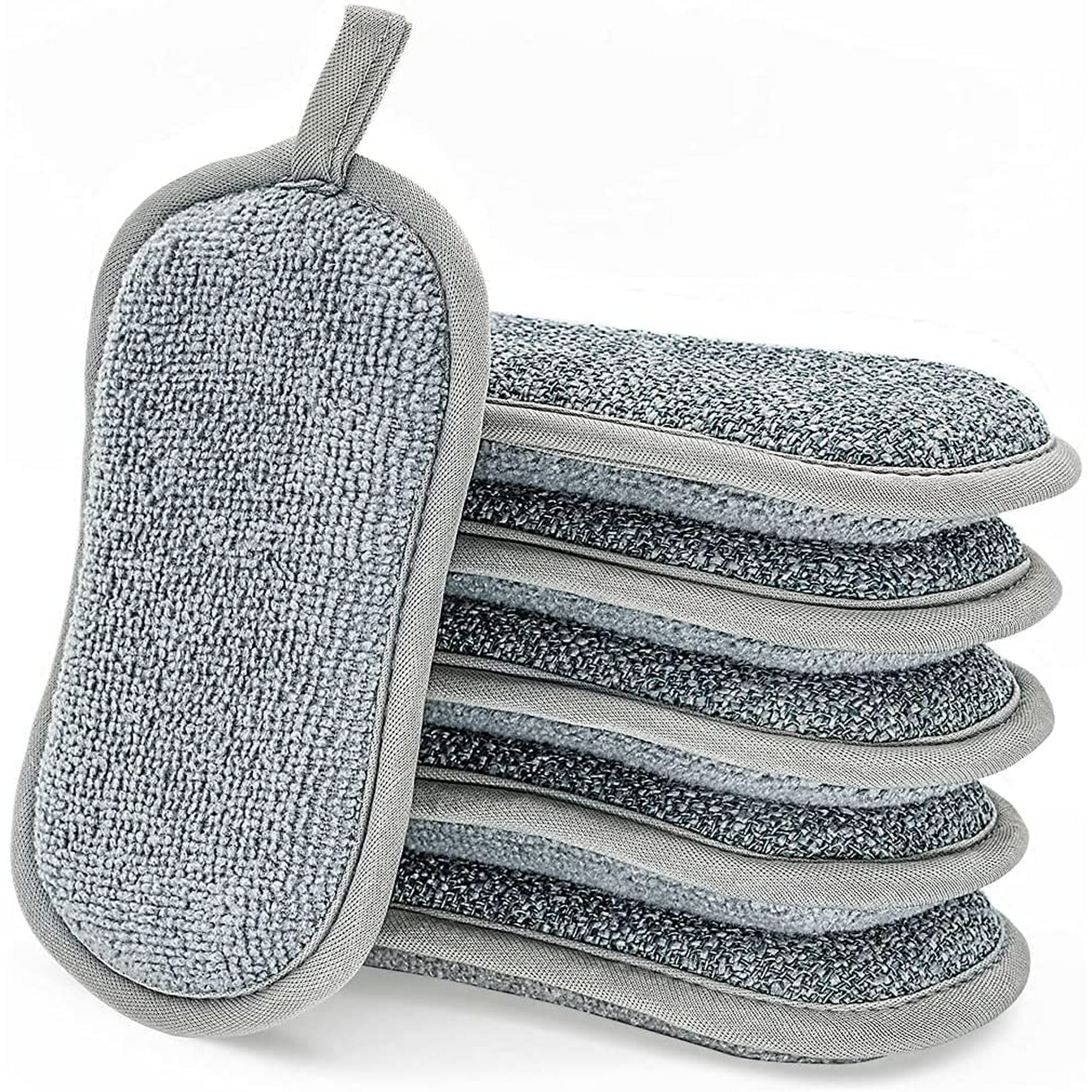 Paquete de 6 esponjas de acero para lavar platos, esponja multiusos  resistente para lavar platos, esponja de cocina de larga duración para