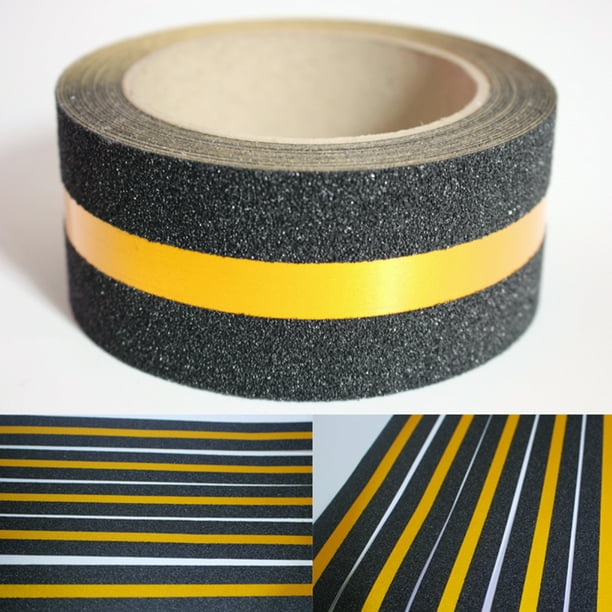 Cinta de advertencia de seguridad, cinta adhesiva de precaución amarilla y  negra para escalones de suelo, cinta antideslizante impermeable para