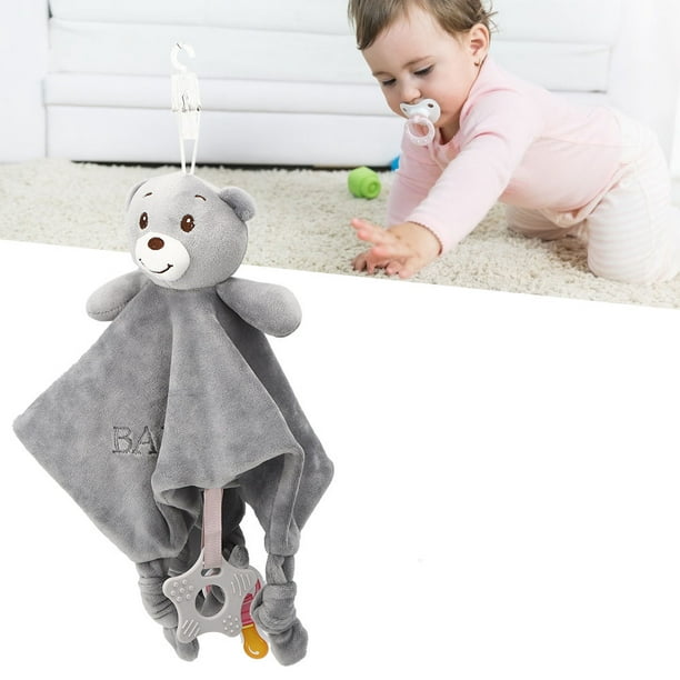 Edredón para recién nacido, juguete de peluche, pañuelo calmante para bebé,  toalla suave para bebé, oso gris