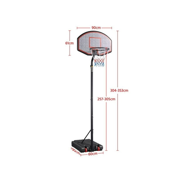 Canasta Baloncesto Pared Altura Ajustable 304-353 cm Soporte de