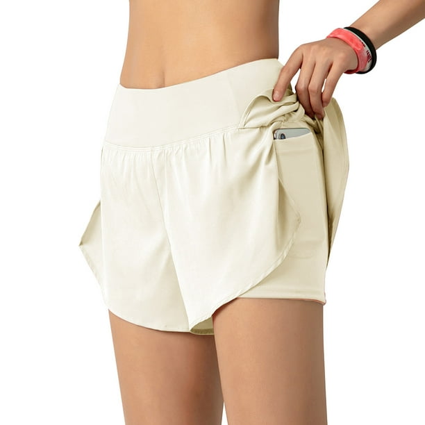 Compra cinta Aplicado Shorts Mujer Pantalones cortos para correr para mujer 2 en 1 con bolsillo  Cintura ancha Cobertura Ca Meterk Shorts Mujer | Walmart en línea
