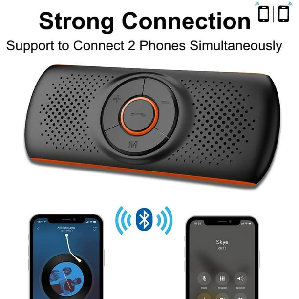 Altavoz Bluetooth para coche para teléfono móvil, Skybess Bluetooth  portátil en altavoz de coche para hablar con manos libres, kit de coche  inalámbrico reproductor de música con clip de visera, compatible con