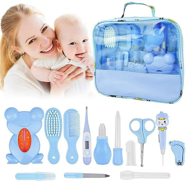  Kit de cuidado de la salud y aseo del bebé, juego portátil de  cuidado de seguridad para bebés, kit esencial para bebés para recién nacido  (azul 18 en 1).. : Bebés