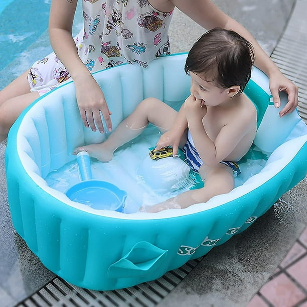 Bañera inflable para bebé, bañera portátil para bebé, bañera antideslizante  de viaje con bomba de aire, color verde