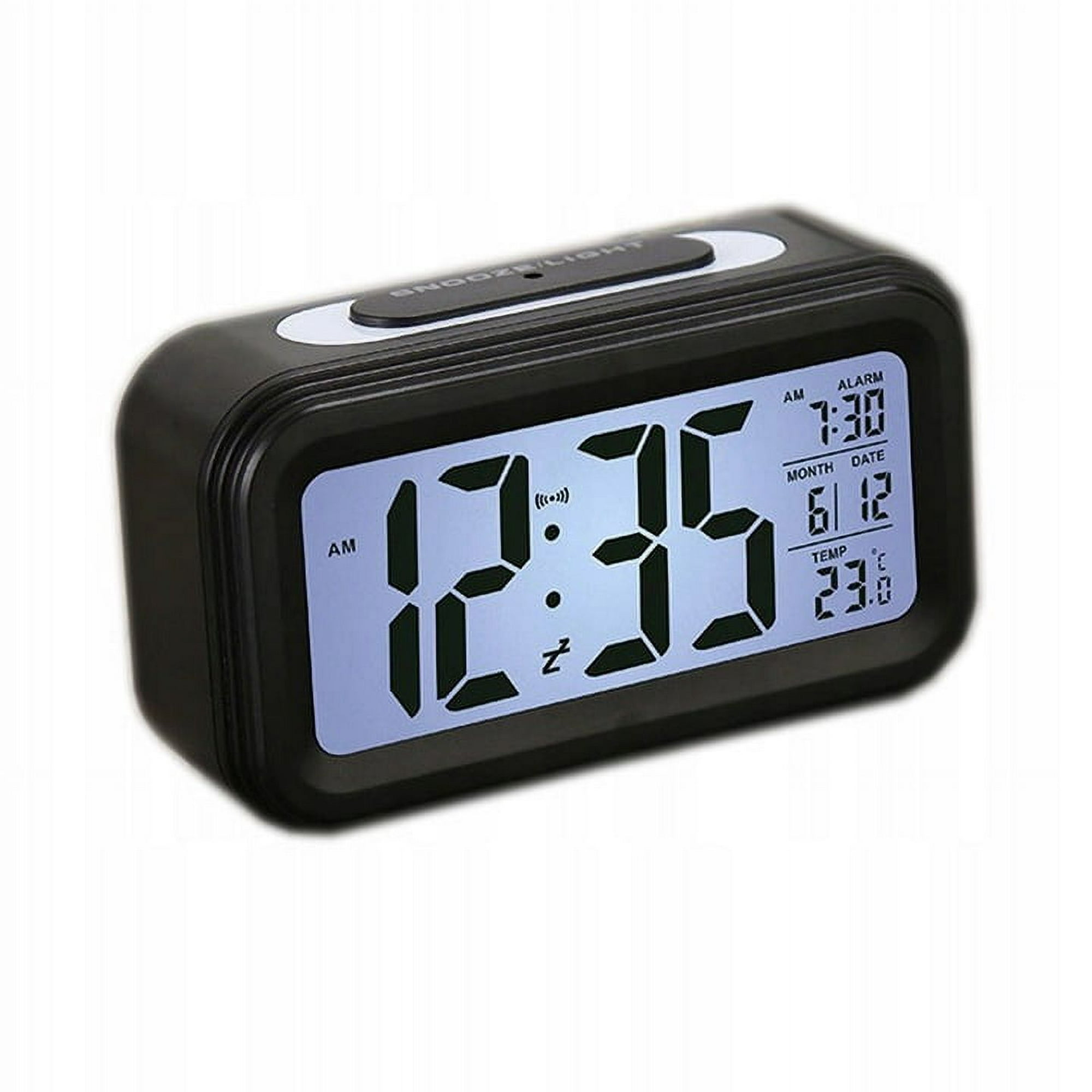 RV (Negro) Reloj despertador digital con pilas, reloj despertador digital  LED, pantalla grande con reloj de fecha y temperatura para oficina en casa  oso de fresa Electrónica