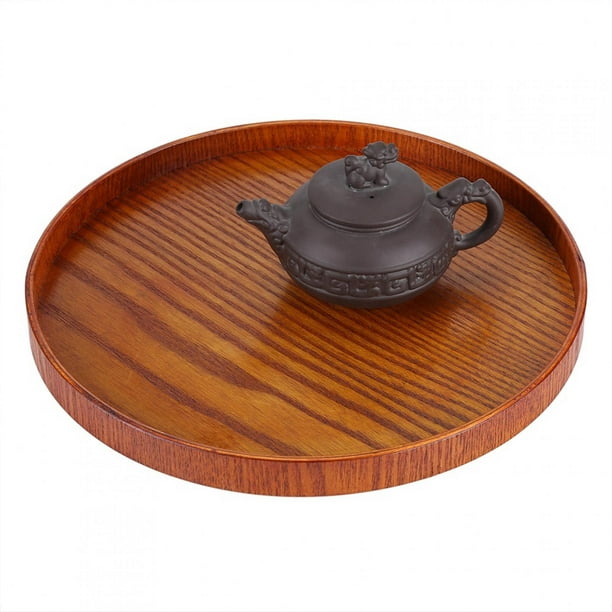  Bandeja de servir de madera redonda para el diámetro del hogar  de los restaurantes del café del té, 11,8 pulgadas : Hogar y Cocina