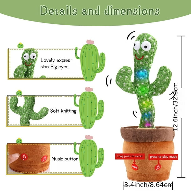 Cactus De Baile Para Bebés, Juguetes De Cactus Que Hablan, Cactus De Canto  Retorcido, Repite Lo Que Dices, Juguete De Bebé, Cactus De Peluche  Eléctrico Que Habla, Juguete De Grabadora De Voz