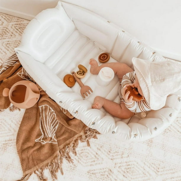 Bañera para Bebé con Protecciones Antiderrapantes y Termómetro, Plegable y  Portátil de Color Azul, Tina de Baño para Bebé de Viaje Baby Gaon GNBT01