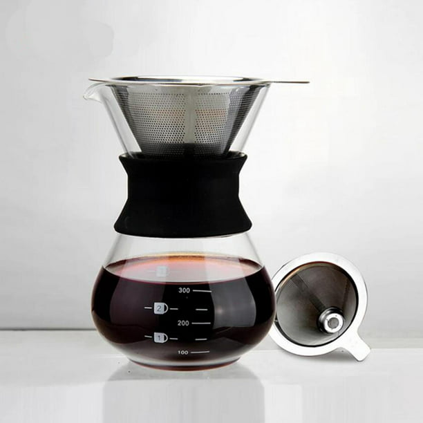 Cafetera 400ml de vidrio con filtro de acero inoxidable - Café Caribe