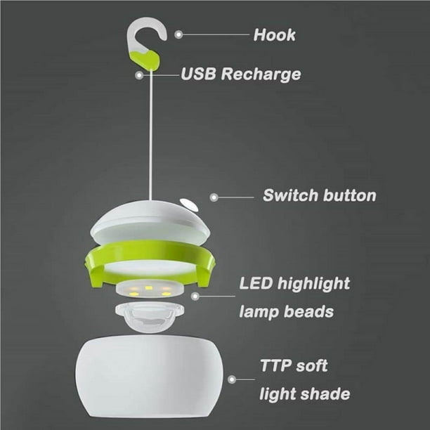 Gancho de luces de emergencia portátil para exteriores, lámpara