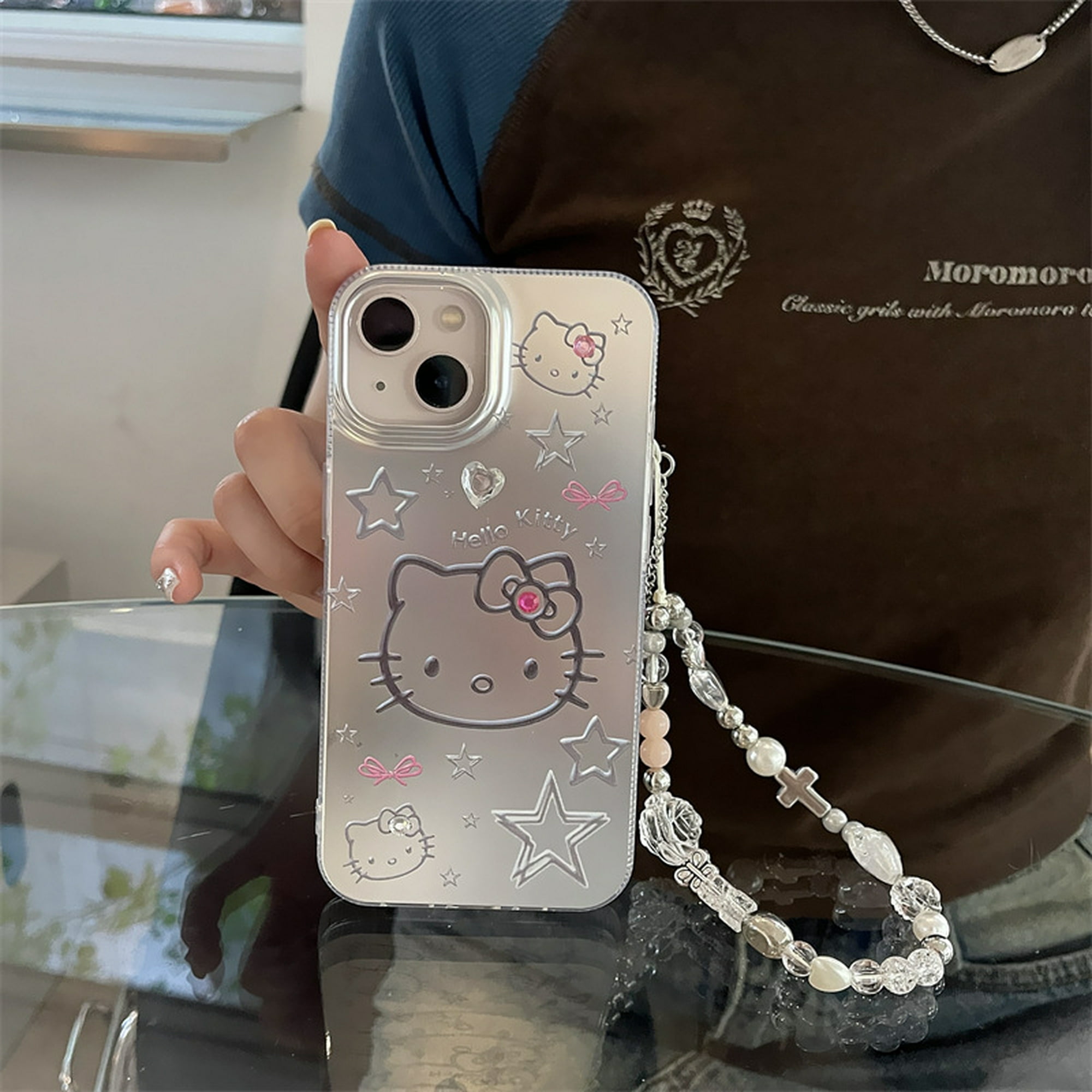 Funda de teléfono móvil de TPU electrochapada Popular Hello Cute Kitty con  correa para iPhone 15 14 13 12 11 Pro max contraportada
