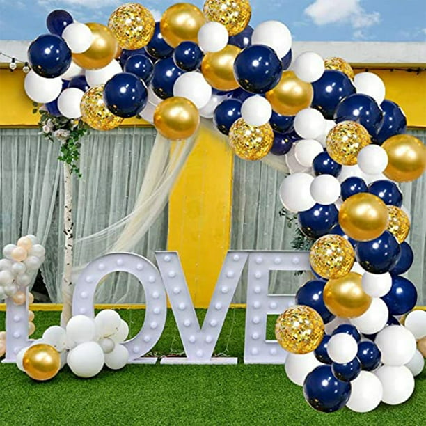 Kit de guirnalda de globos azules, arco de globos blancos de confeti azul  marino para decoración de fiesta, boda, cumpleaños Zhivalor CPB-SSW1019-1