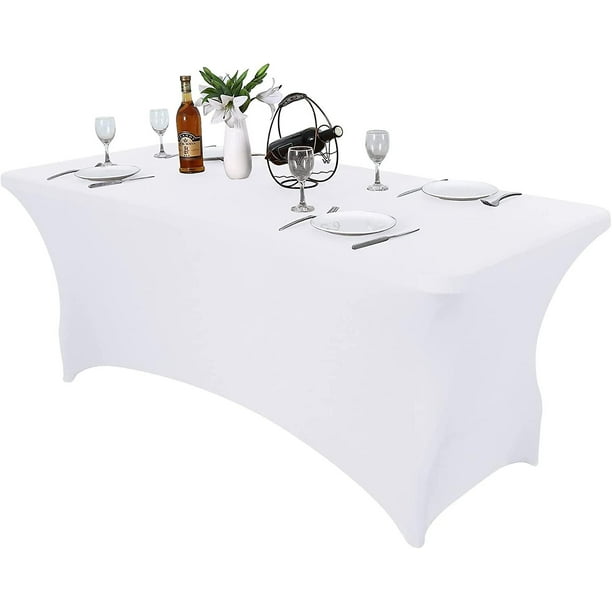 Mantel blanco para mesas rectangulares, mantel de plástico, mantel para  mesas rectangulares de 6 pies, mantel para fiestas, bodas