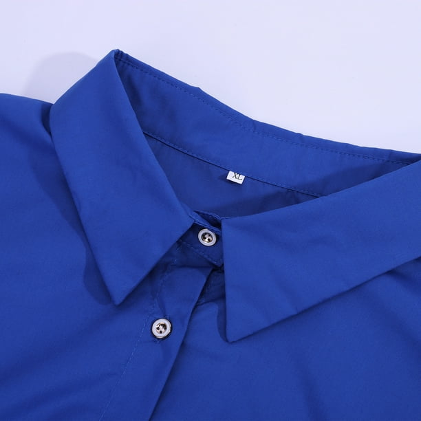 Revers Chemise + Short Camisa de solapa para mujer + Pantalones cortos 2  piezas Top de manga larga + Pantalones cortos Conjunto de ropa deportiva  (Azul L) Kuymtek para Mujer Azul T L