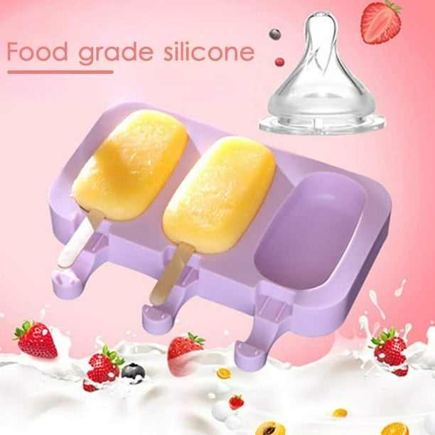 Moldes Silicona Reutilizable Para Paletas Helado fruta Con 100 Palos Madera