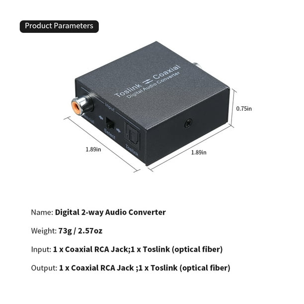 Óptico a coaxial, convertidor de audio digital coaxial a óptico, adaptador  divisor de convertidor de audio digital bidireccional, Plug and Play