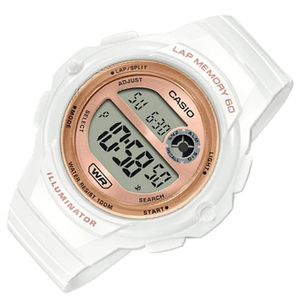 Casio Illuminator Lap Memory 60 Reloj deportivo digital para mujer con  batería de 5 años Modelo: LWS-1200H-7A2V, Blanco, Deporte