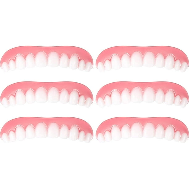 6 dentaduras postizas de carilla instantánea cómodos dientes superiores de  la sonrisa dientes cosméticos blancos dientes postizos temporales kit de  relleno de dientes flexibles para cubrir los dientes perdidos JM  MX-0134186FYD