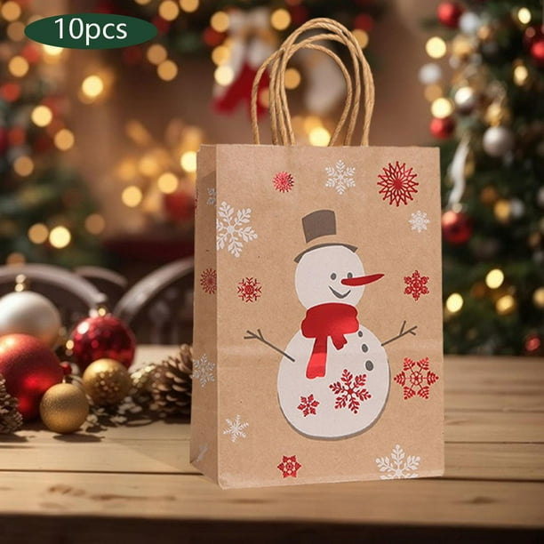 10 Uds. Bolsas de regalo de papel Kraft de Navidad bolsas para envolver regalos  bolsas de sacos pequeños reutilizables bolsas de muñeco de nieve mayimx Bolsas  Pequeñas
