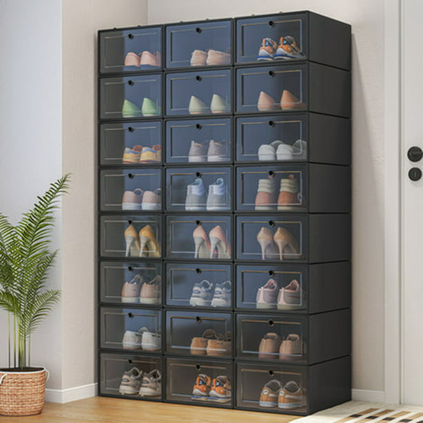 Cajas de Zapatos, 6 Pcs Apilables Caja de Almacenamiento Contenedores  Organizadores de Zapatos con Tapas para Mujeres / Hombres, Organizador para