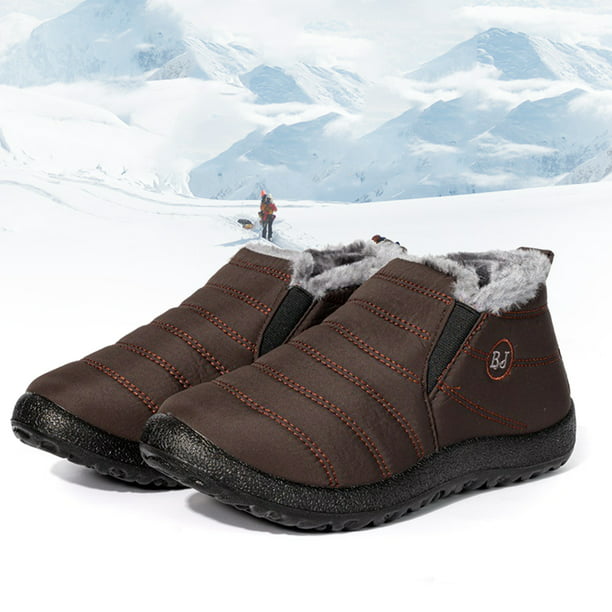 Botas De Nieve Zapatos invierno para hombre y mujer, botines de nieve cálidos de felpa suave, sin cordones (café Hugtrwg Para Estrenar | Walmart en línea