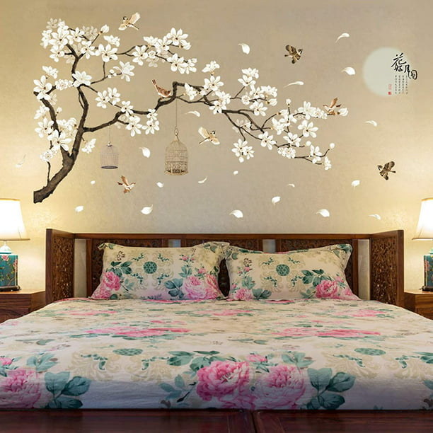 Calcomanías de pared para dormitorio de niñas, calcomanías de pared de  flores, (fáciles de instalar), decoración de pared, vinilo para niños