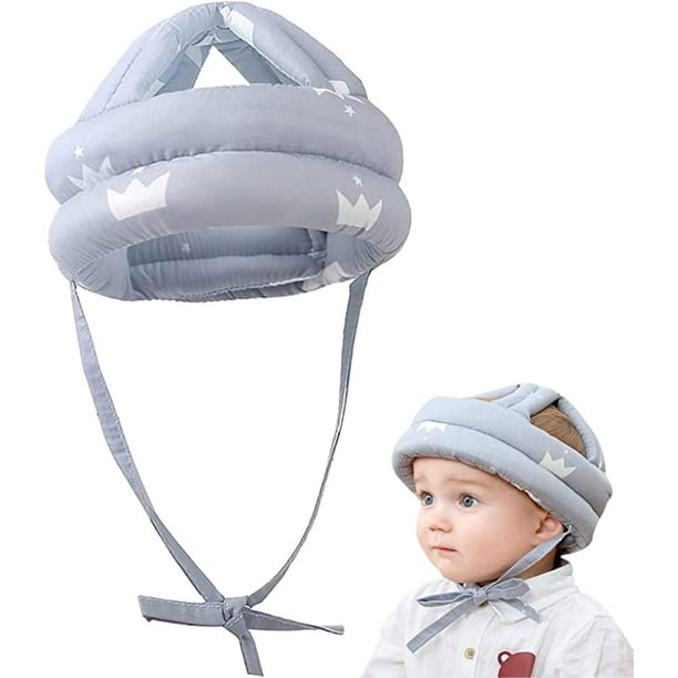 Casco para bebé, Casco de seguridad para niños Casco de seguridad para  niños de algodón Casco ajustable y transpirable - A prueba de golpes - 0-3  años - Gris