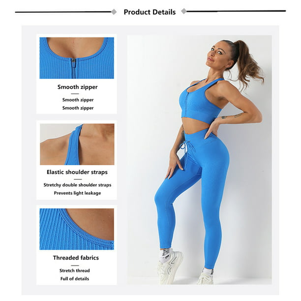 2 piezas de ropa deportiva para mujer, ropa deportiva sin costuras,  artículos deportivos (azul S) Ehuebsd Para Estrenar