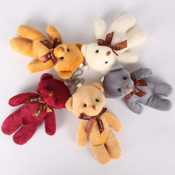 16 piezas de mini oso de peluche de 4 pulgadas, oso pequeño a granel,  pequeño oso pequeño, muñeca de oso suave para bricolaje, llavero,  decoración de
