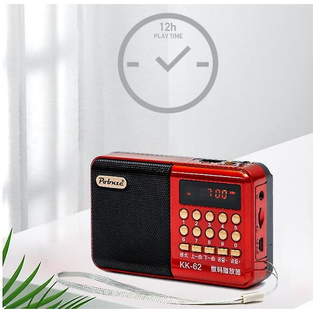 Radio, Radios portátiles de onda corta, Soporte para tarjeta Tf (rojo) Rojo  Verde Cocina, Decoración y Otros
