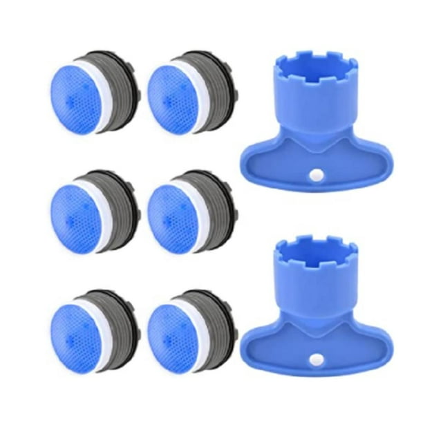 6 aireadores de caché de grifo con herramienta de extracción de aireador de  grifo, 0.728 in de ahorro de agua, juego de restrictor de flujo de