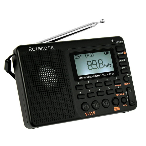Equipo de Radio Multibanda Irfora Retekess V-115, Con Recepción FM/AM/SW y  Función Grabadora