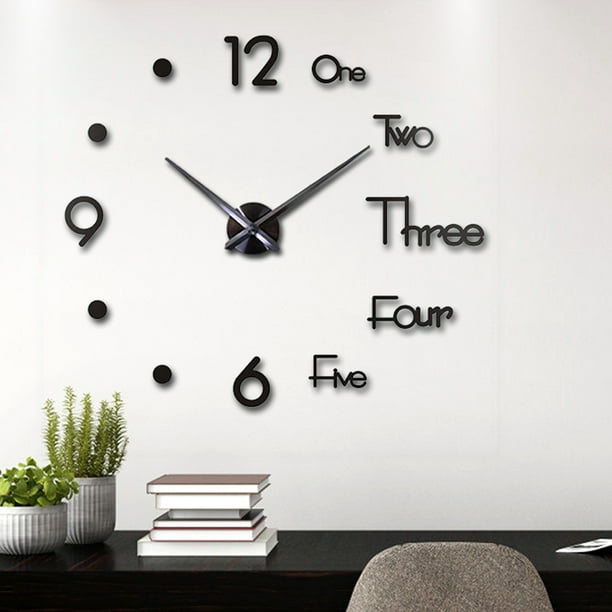 Virklyee DIY Reloj Pared Adhesivos 3D DIY Frameless Reloj Reloj de Pared  Pegatina 3D Decoración para Sala de Estar Dormitorio Cocina Oficina Hotel  Dibujo de Posicionamiento(Negro 55cm) : : Hogar y cocina