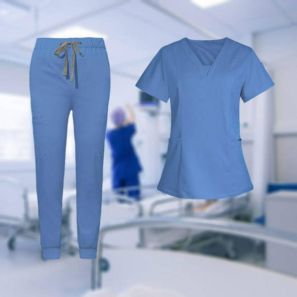 Uniformes de Trabajo de Enfermera para Mujer, , Pantalón con Múltiples  Bolsillos, Pantalones, Conjunto de Exfoliante, Tela Suave Sunnimix  Uniformes de