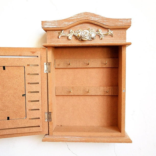  Caja de madera para llaves y soportes para armario de