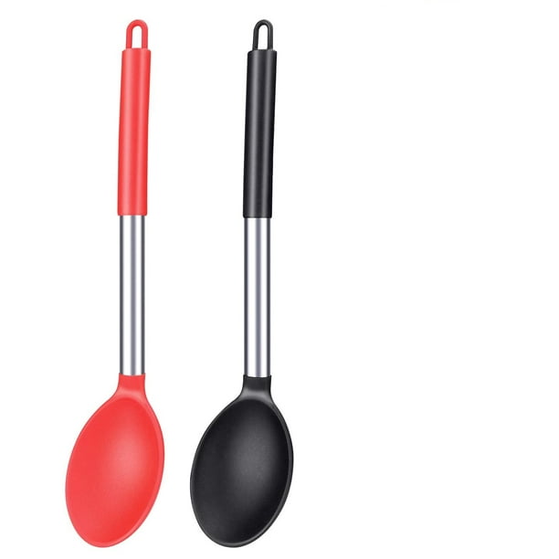 2 cucharas de cocina de silicona, cuchara de servir resistente al calor de  28 cm para mezclar y coci JM