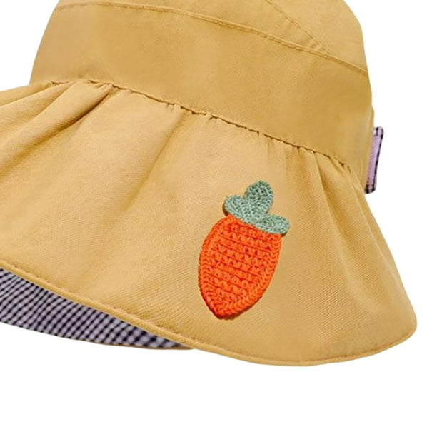 Sombrero de cubo para mujer, sombrero ancho, gorras de playa con patrón de  frutas bordadas informales para viajes, pesca, Camping, , jardinería