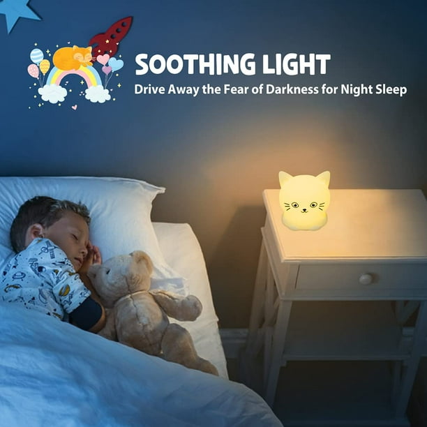  Luz nocturna para la habitación de los niños, luz nocturna como  regalo para niñas bebés y niños pequeños, lindas luces nocturnas en forma  de cachorro, lámparas de silicona apretujable, recargables vía