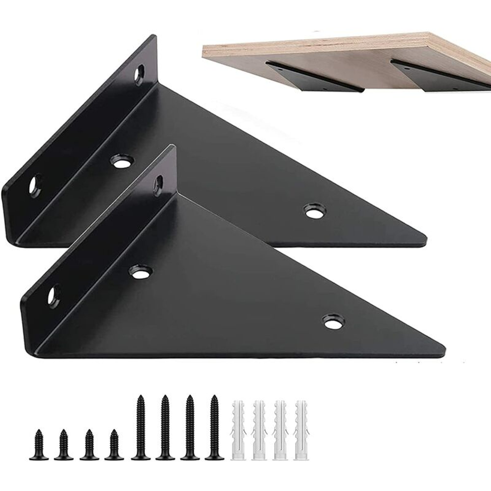 4 Piezas Soportes de Estante Flotante Negro Escuadras para Estanterias de  Pared Triangulares Invisibles Capacidad 20kg