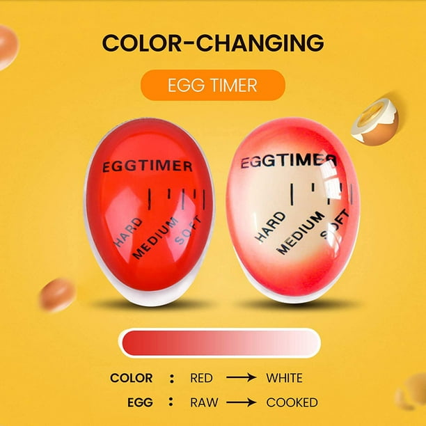  Temporizador de huevos para hervir huevos (paquete de 2) –  Indicador de cambio de color para huevos medianos, suaves y duros,  temporizador de huevos perfecto que cambia de color cuando se