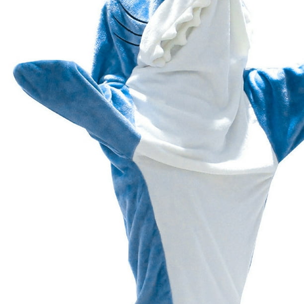 Pijama de tiburón de dibujos animados para niños y adultos, manta