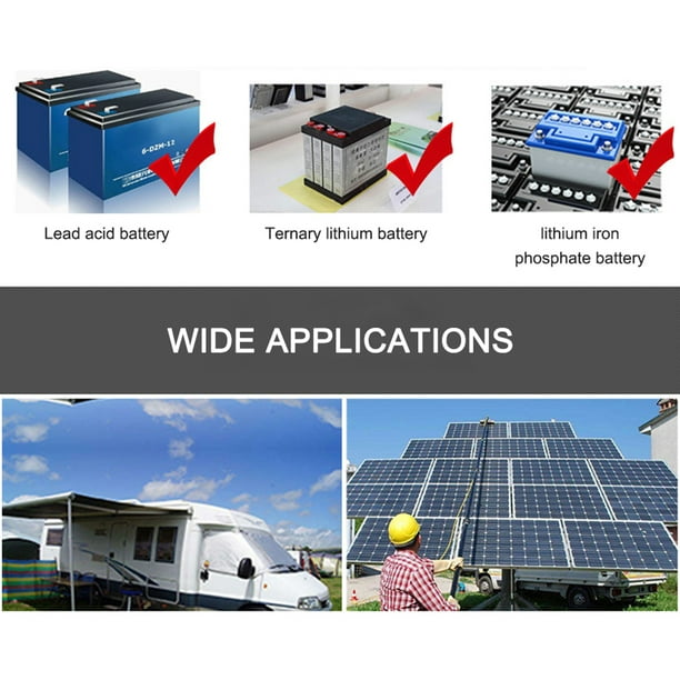 Controlador de carga solar 100A Controlador del panel solar 12V / 24V  Pantalla LCD ajustable Regulador de batería del panel solar con puerto USB